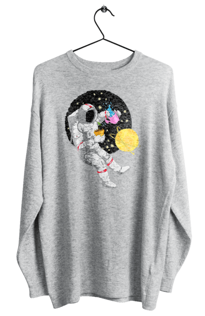 Світшот жіночий з принтом "Космонавт у космосі поливає квіти". Агроном, квітка, космонавт, космос, планета. futbolka.stylus.ua