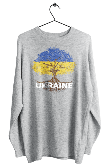 Світшот жіночий з принтом "Прапор України Дерево та Коріння". Жовто-блакитний, жовто-блакитний прапор, прапор україни, україна, українець, українка, українське коріння, український, український прапор, я люблю україну. ART принт на футболках