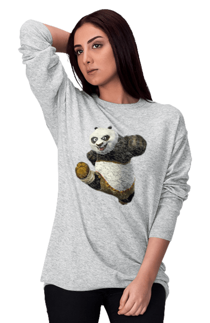 Світшот жіночий з принтом "Панда". Panda, кунг фу панда, медведь, мишка, панда. Milkstore