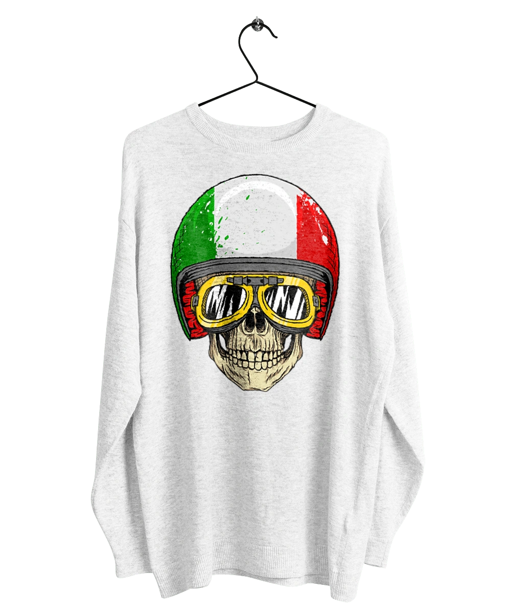 Skull in a motorcycle helmet