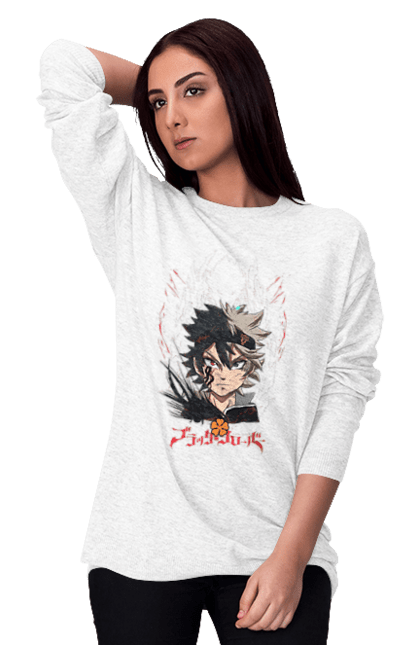 Світшот жіночий з принтом "Black Clover Аста". Anime, asta, black clover, manga, wizard king, аніме, аста, король магів, манга, чорна конюшина. 2070702