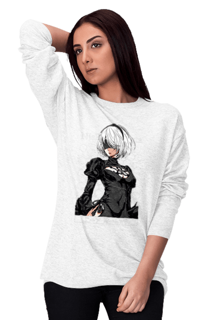 Women's sweatshirt with prints Nier: Automata 2B. Character, executioner, game, nier: automata, platinum games, video game, yorha. 2070702