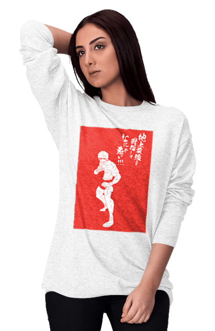 Women's sweatshirt with prints Hanma Baki. Anime, baki fighter, hanma baki, manga, martial arts, tv series. 2070702