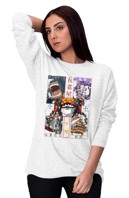 Women's sweatshirt with prints One Piece Gorosei. Adventures, anime, fantasy, five elders, gorosei, light novel, manga, one piece, tv series. 2070702