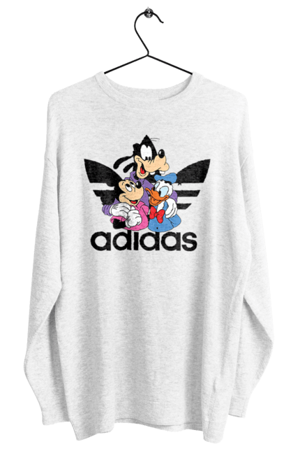 Свитшот женский с принтом Adidas Микки Маус. Adidas, mickey mouse, адидас, дисней, микки, микки маус, мультфильм. 2070702