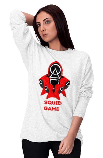 Світшот жіночий з принтом "Squid game1". Гра в кальмара, кальмар, серіал, фільм. CustomPrint.market