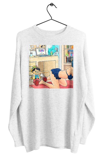 Світшот жіночий з принтом "Буратіно У Дорослій Казці". Бетмен, буратіно, гола, поцілунок, прикол. 2070702