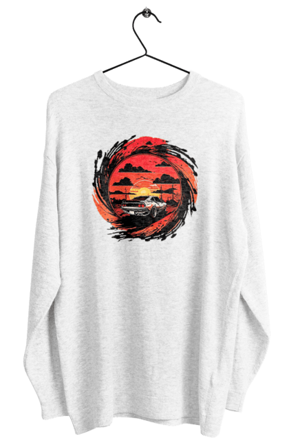 Світшот жіночий з принтом "Феррарі на заході сонця". Авто, автомобіль, машини, феррарі. 2070702