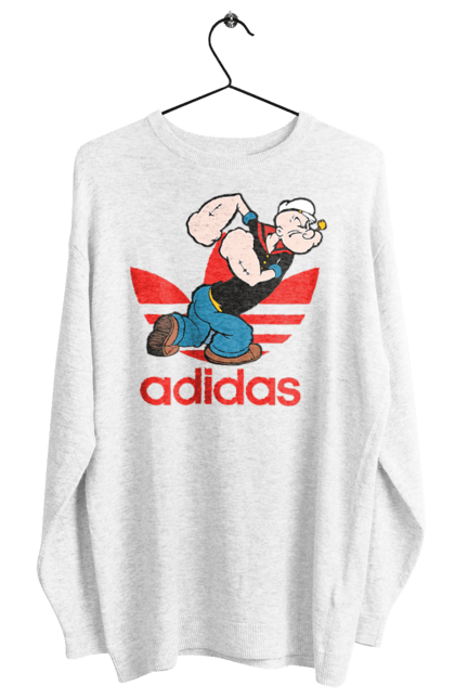 Світшот жіночий з принтом "Adidas Моряк Попай". Adidas, popeye the sailor, адідас, комікс, моряк, мультфільм, серіал, трубка. 2070702