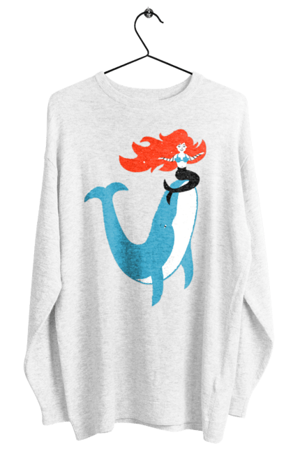 Світшот жіночий з принтом "Русалка І Кит". Кит, море, русалка. 2070702