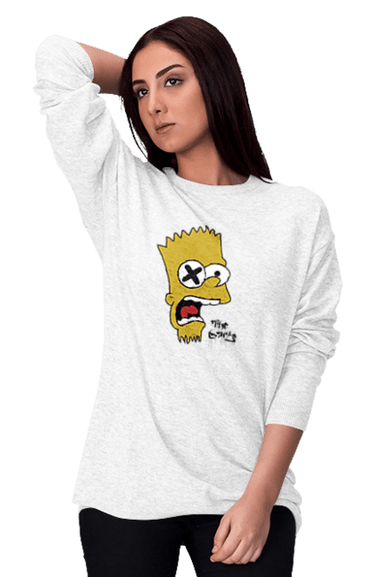 Світшот жіночий з принтом "Барт Сімпсон". Bart, барт, мультфільм, серіал, сімпсон. 2070702