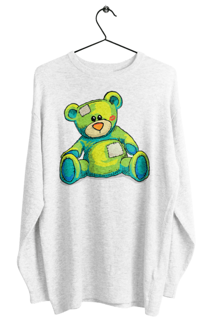 Women's sweatshirt with prints Teddy bear. Animal, bear, gift, kisses, old, patches, teddy, teddy bear, toy, vintage. 2070702