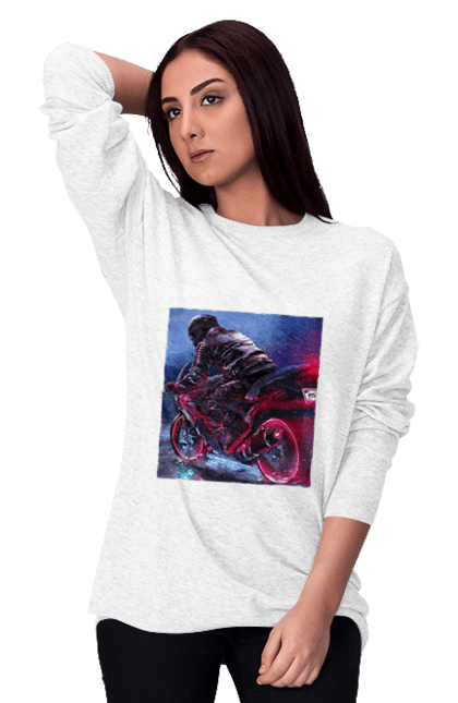 Світшот жіночий з принтом "Мотоцикл". Motolove, мотолов, мотоцикл, опві, україна. 2070702