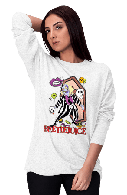 Women's sweatshirt with prints Beetlejuice. Beetlejuice, comedy, ghost, horror, movie, tim burton, warner bros. 2070702