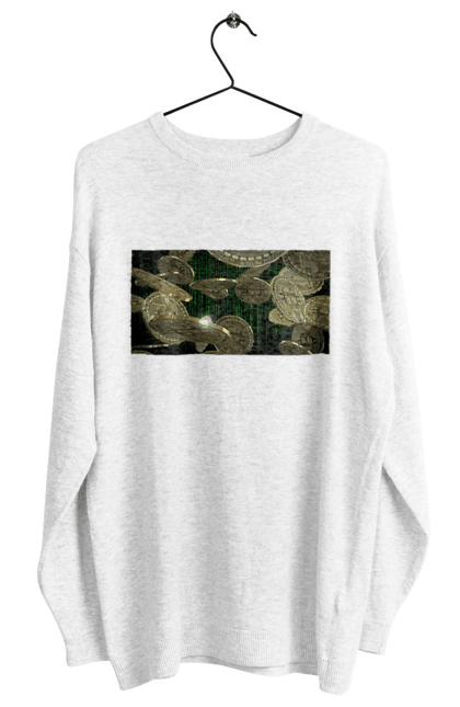 Світшот жіночий з принтом "Біткойн". Багатство, біткойн, валюта, гроші, криптовалюта, курс, майнінг, матриця, монета, розкіш, цифровий світ. 2070702