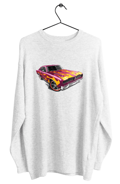 Світшот жіночий з принтом "Машина вогонь". Їзда, машина, швидкість. 2070702