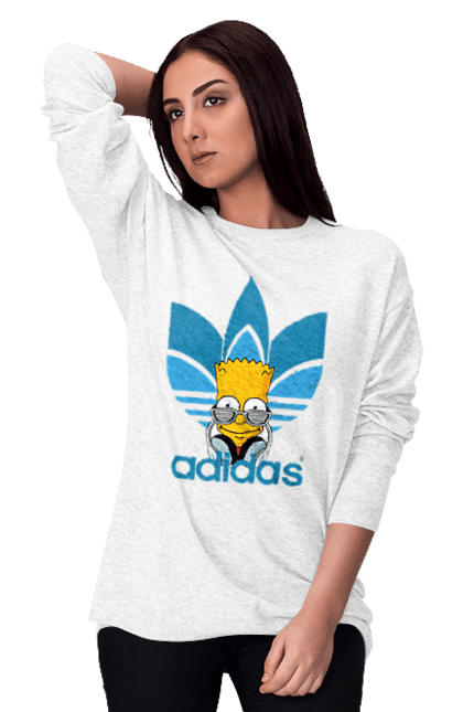 Світшот жіночий з принтом "Adidas Барт". Adidas, bart, адідас, барт, мультфільм, серіал, сімпсон. 2070702