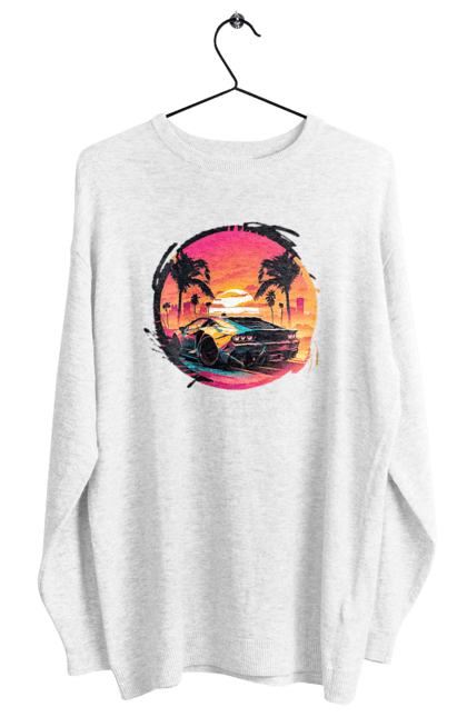 Світшот жіночий з принтом "Ламборджині Ретровейв". Авто, автомобиль, ламба, ламборджині, машина, машини, ретровейв. 2070702