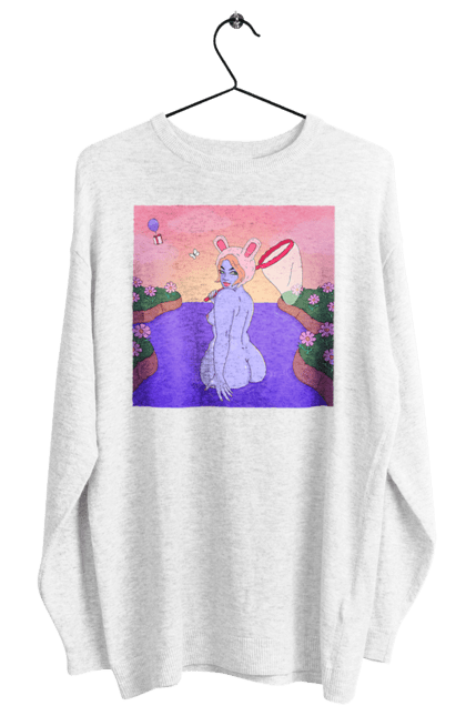 Women`s sweatshirt with prints Purple Girl On The Hunt. Girl, naked, net. 2070702