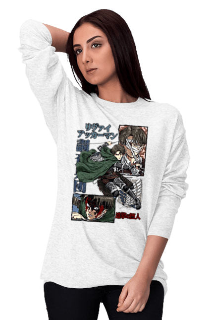 Women's sweatshirt with prints Attack on Titan Levi. Ackerman, anime, attack on titan, levi, manga, shingeki no kyojin, survey corps. 2070702