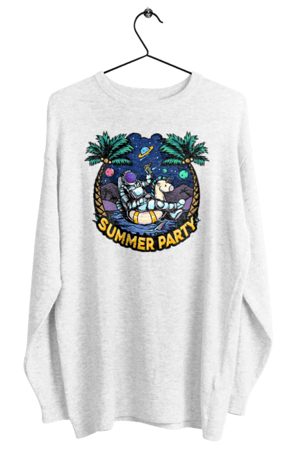 Світшот жіночий з принтом "Літній Паті З Космонавтом". Космонавт, космос, літо. 2070702