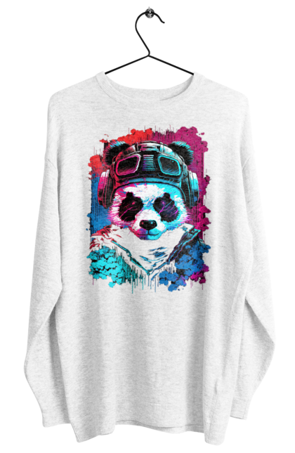 Світшот жіночий з принтом "Панда в VR шолом". Віртуальна реальність, гік, панда, персонаж, шолом. 2070702