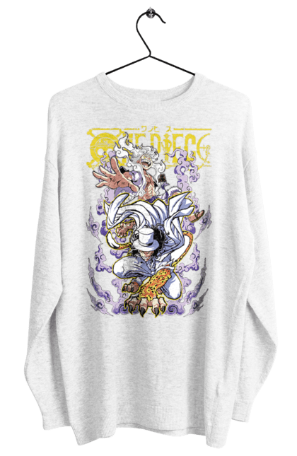 Women's sweatshirt with prints One Piece Rob Lucci and Luffy. Anime, lucci, luffy, manga, monkey de luffy, one piece, pirates, rob lucci. 2070702