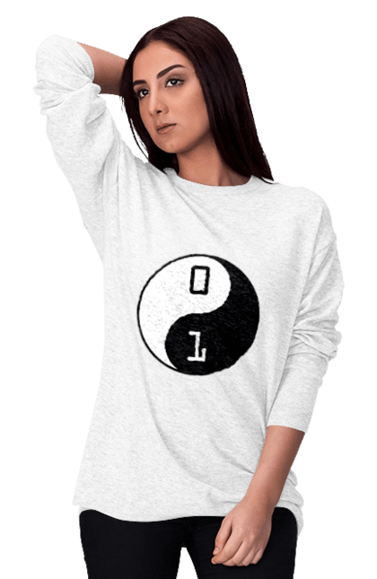 Світшот жіночий з принтом "Інь Янь". Angular, c, css, html, it, javascript, jquery, php, python, react, svelt, vue, айтишник, айті, гумор, код, кодувати, прогер, програміст, програмісти, ти ж, ти ж програміст, тиж програміст. 2070702
