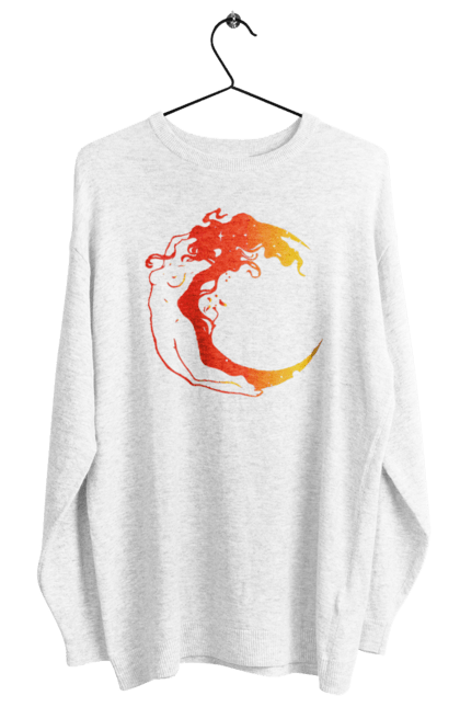 Women`s sweatshirt with prints Moon girl. Cosmic, girl, moon, space, stars. 2070702