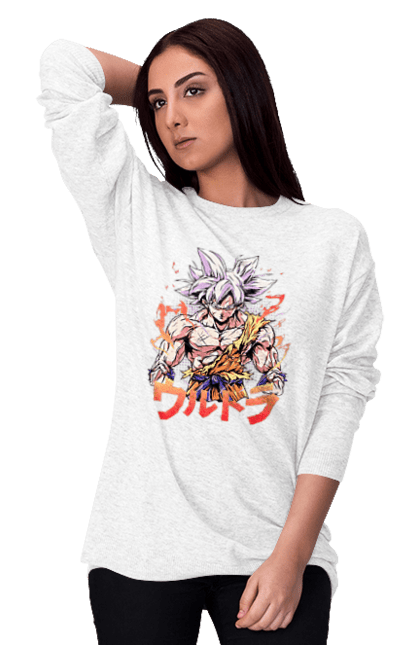 Women's sweatshirt with prints Dragon Ball Son Goku. Anime, dragon ball, goku, manga, son goku, tv series. 2070702