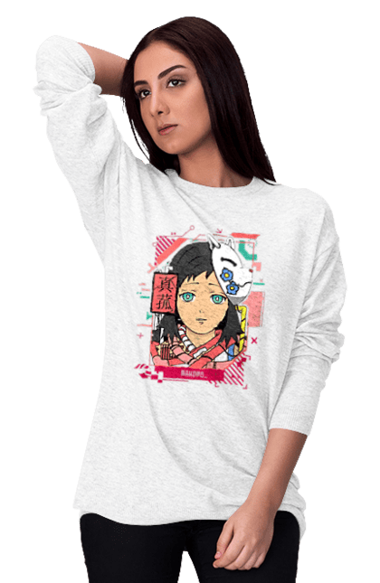 Women's sweatshirt with prints Demon Slayer Makomo. Anime, demon slayer, kimetsu no yaiba, makomo, manga, serial. 2070702