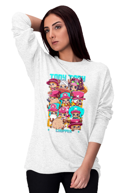 Women's sweatshirt with prints One Piece Tony Tony Chopper. Adventures, anime, fantasy, light novel, manga, one piece, tony tony chopper, tv series. 2070702