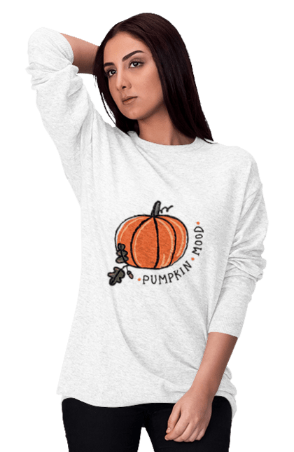 Світшот жіночий з принтом "Punpkin mood". Haloween, pumpkin, гарбуз, осінь, тыква. CustomPrint.market