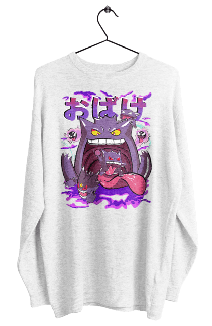 Women`s sweatshirt with prints Pokemon Gengar. Anime, fushigibana, games, gengar, nintendo, pokemon, pokemon go. 2070702