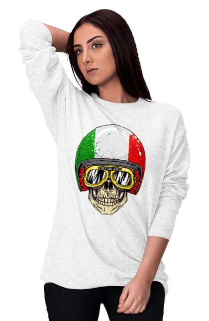 Skull in a motorcycle helmet