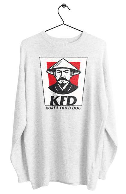 Світшот жіночий з принтом "Korea Fried Dog". Бренди, гумор, жартівливі, кфц, літні, прикольні, смішні, фаст-фуд. 2070702