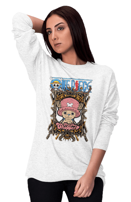 Women's sweatshirt with prints One Piece Tony Tony Chopper. Adventures, anime, fantasy, light novel, manga, one piece, tony tony chopper, tv series. 2070702