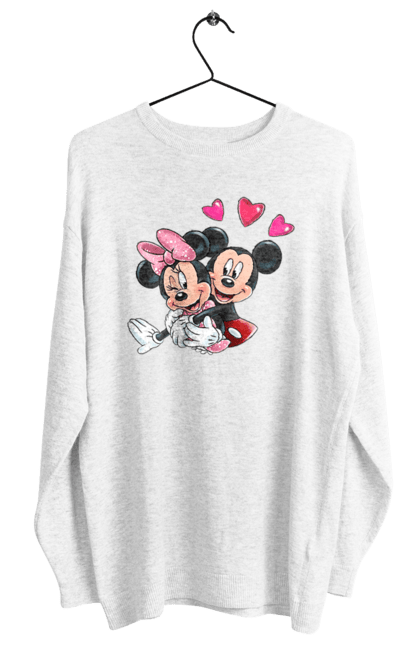 Свитшот женский с принтом Микки Маус и Минни Маус. Mickey mouse, minnie mouse, дисней, микки, микки маус, минни маус, мультфильм. 2070702