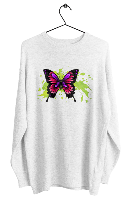 Women`s sweatshirt with prints Pink Butterfly. Butterfly. 2070702