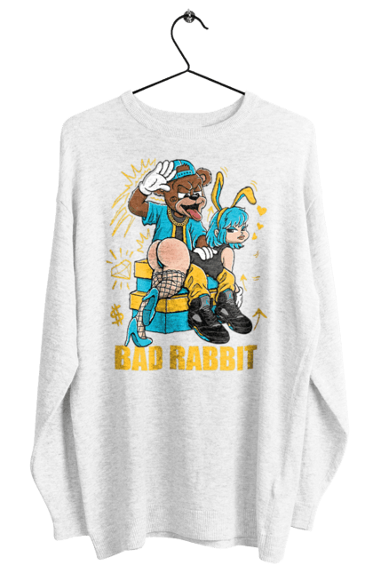 Світшот жіночий з принтом "Поганий кролик". Бдсм, ведмідь, дівчина, кролик, поганий кролик, прикольна, смішна. 2070702