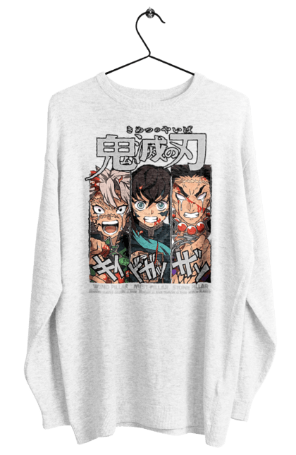 Women's sweatshirt with prints Demon Slayer Sanemi Muichiro Gyomei. Anime, demon slayer, gyomei, himejima, kimetsu no yaiba, manga, muichiro, sanemi. 2070702