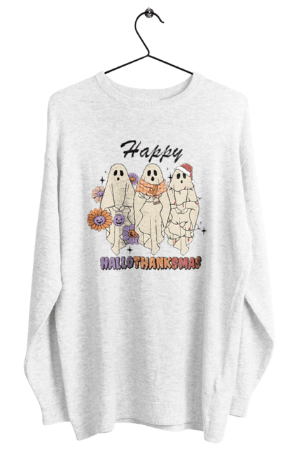 Women's sweatshirt with prints Halloween Ghost. Costume, ghost, halloween, holiday, october, october 31, scary, sweets, trick or treat. 2070702