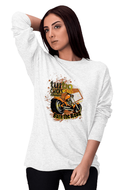 Світшот жіночий з принтом "Мопед Турбо". Їзда, мопед, швидкість. 2070702