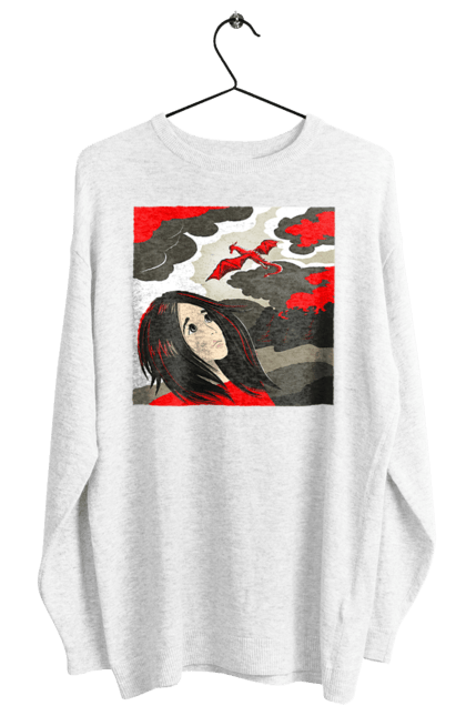 Women's sweatshirt with prints Girl and dragon. Dragon, fantasy, romance, young woman. 2070702