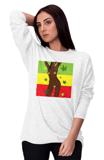 Women`s sweatshirt with prints Naked Girl And Hemp. Hemp, naked, smoke, tits. 2070702
