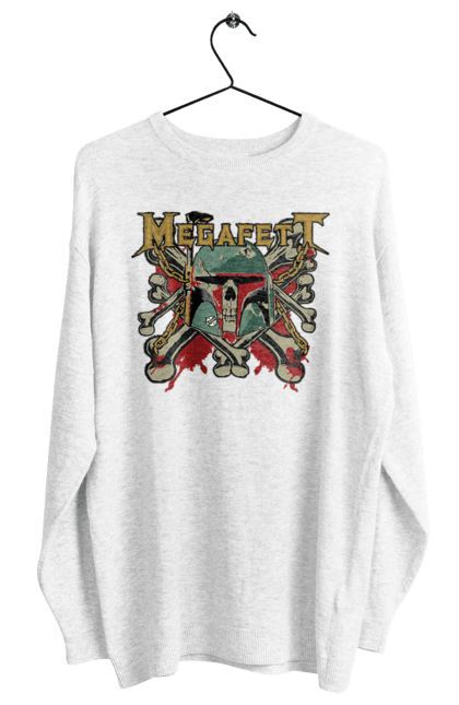 Women's sweatshirt with prints Megafett. Bob fett, boba fett, clone, head hunter, megadeth, megafett, star wars. 2070702