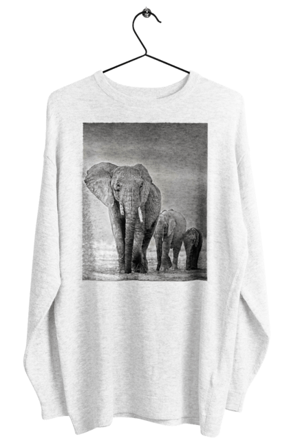 Світшот жіночий з принтом "Три слони". Сім`я, слон, слоненя, тварина, хобот. futbolka.stylus.ua