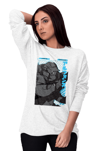 Women's sweatshirt with prints Fullmetal Alchemist Al Elric. Adventures, al elric, alphonse, anime, comedy, fullmetal alchemist, manga, steampunk. 2070702