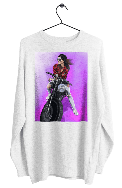 Світшот жіночий з принтом "Дівчина Байкер". Байк, байкер, гонка, дівчина, мото, мотор, мотоцикл, поїздка, стиль, стиль життя. ART принт на футболках