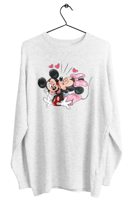 Свитшот женский с принтом Микки Маус и Минни Маус. Mickey mouse, minnie mouse, дисней, микки, микки маус, минни маус, мультфильм. 2070702